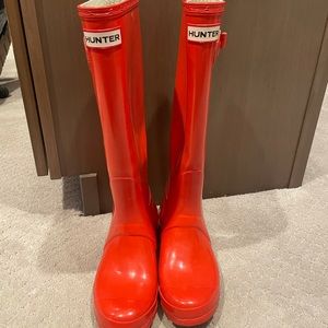 Fire Red Hunter rain boots